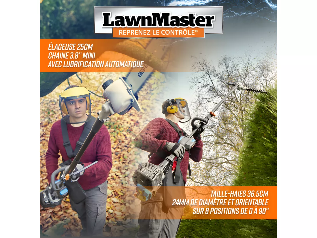 Débroussailleuse thermique 26cc 4 en 1 avec démarrage électrique - Lawnmaster