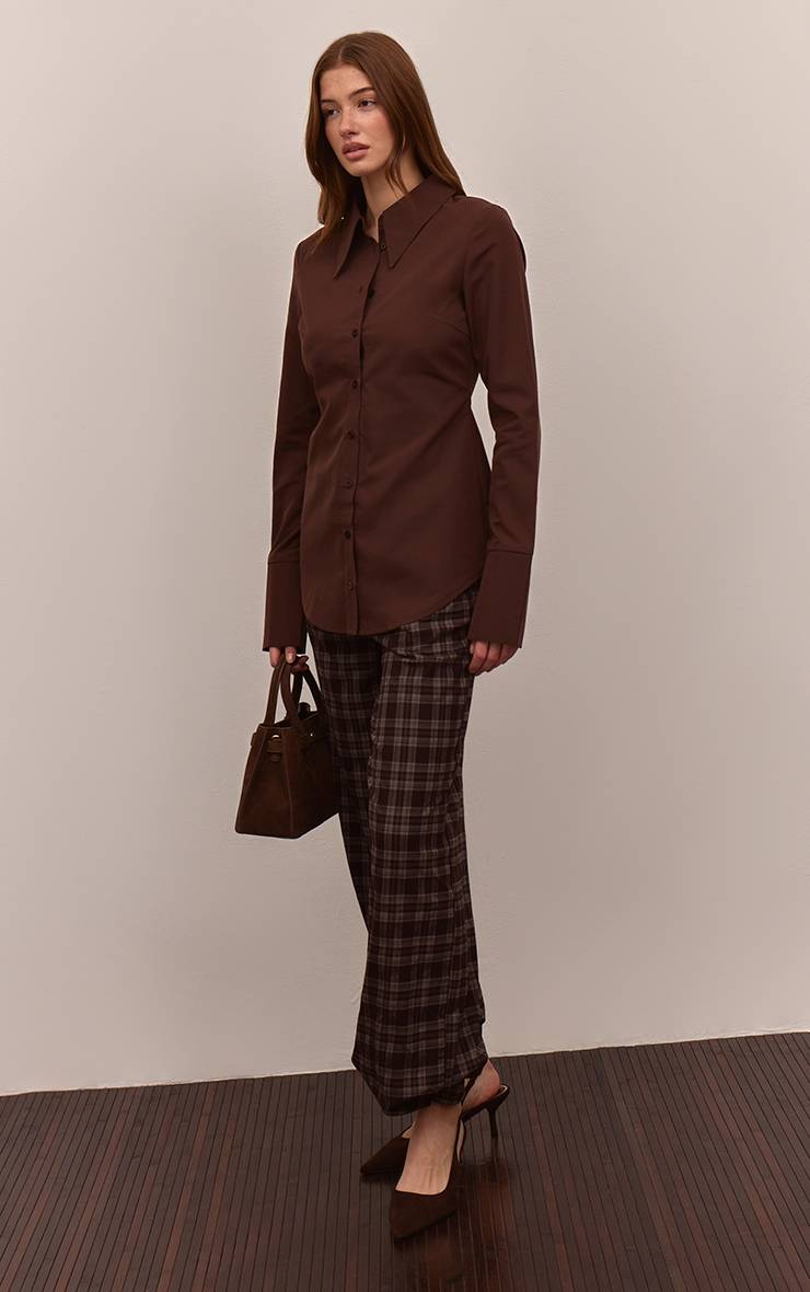 Chocolat Chemise Cintrée À Col Surdimensionné Et Boutonnage Plt Label