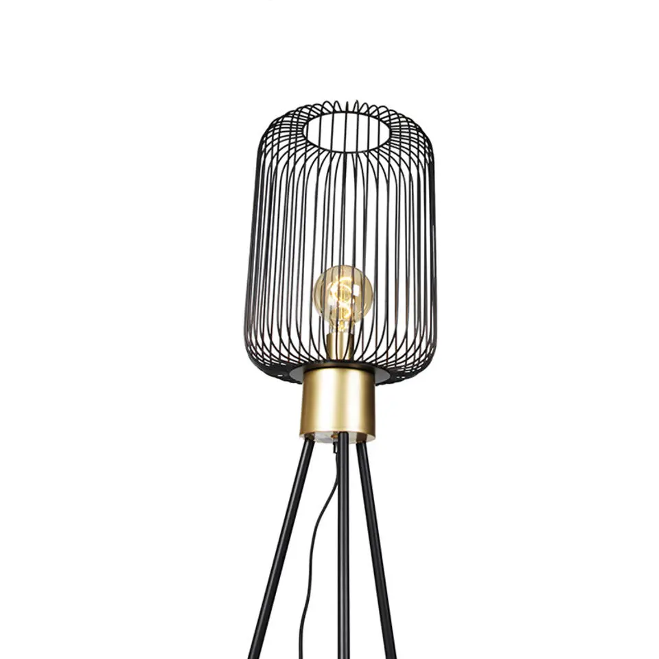 Qazqa vloerlampen mayelle zwart e27