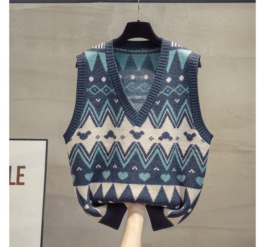 Keiko Girl - V-hals vest met patroon