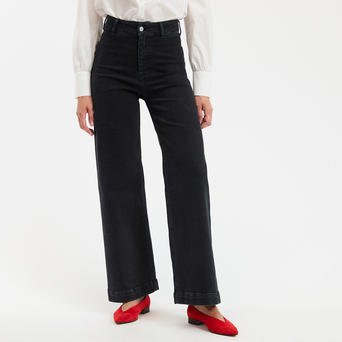 COLEÇÕES LA REDOUTE<br>Calças jeans largas de cintura alta