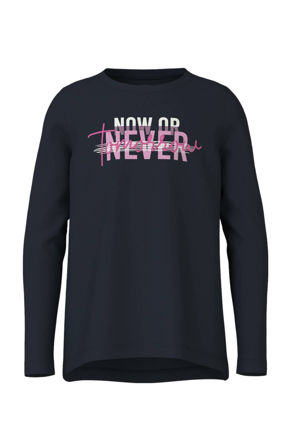 NAME IT longsleeve NKFVIOLET met printopdruk donkerblauw/roze/wit
