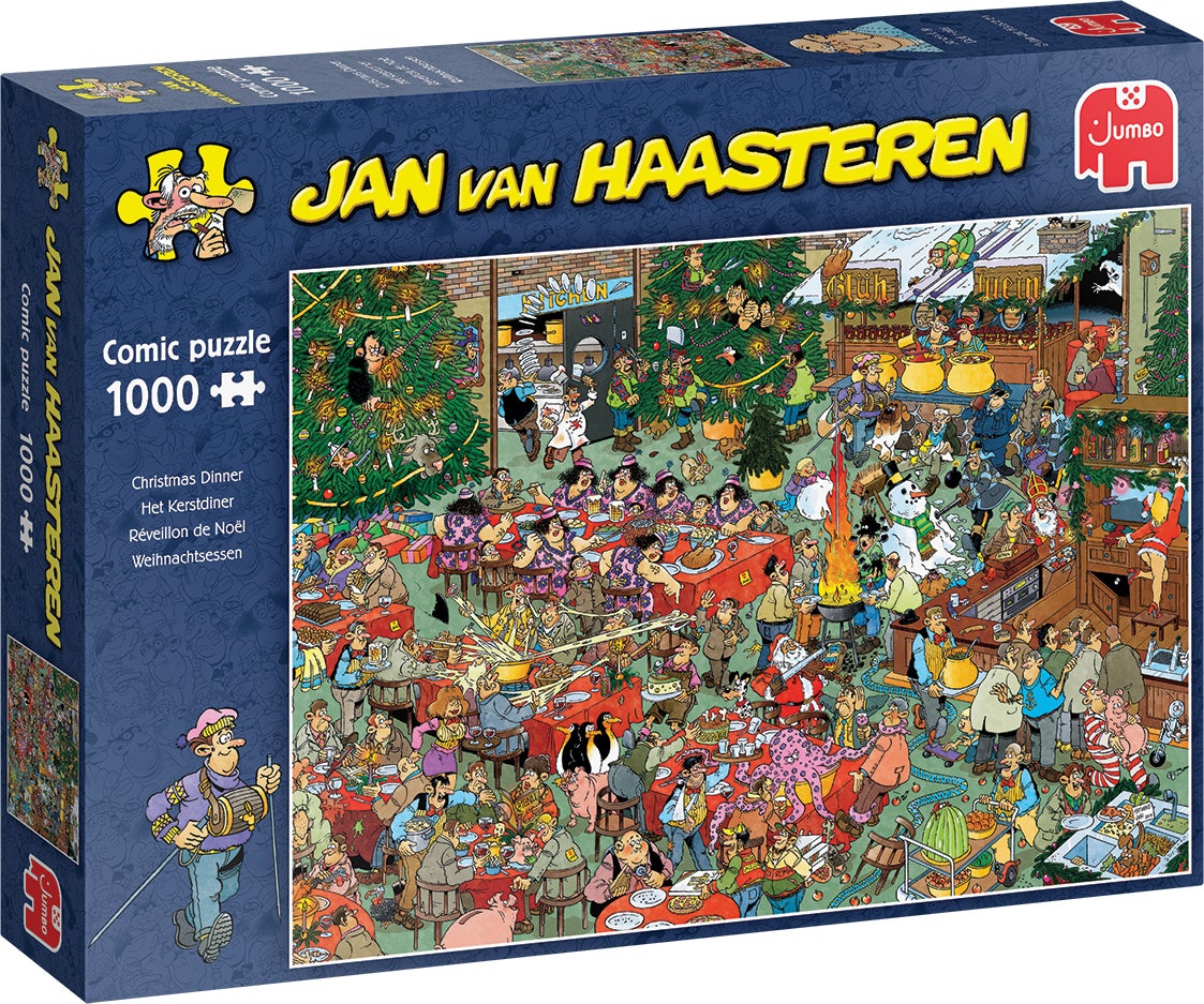 Jumbo Jan van Haasteren Kerst puzzel kerstdiner 68 x 49 cm 1000 stukjes