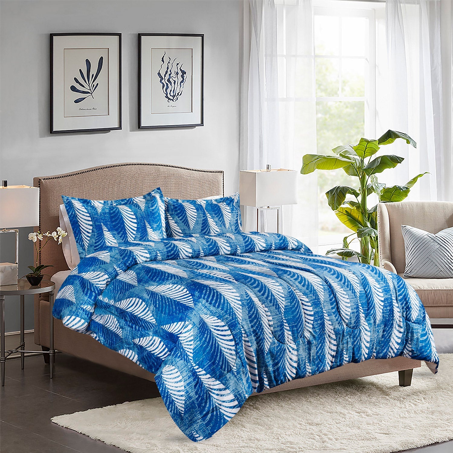 HIG 3 Piece Bohemian Floral Print Comforter Set for Queen King Bed, Pastoral Style Lightweight Duvet Set for Bedroom Decor
