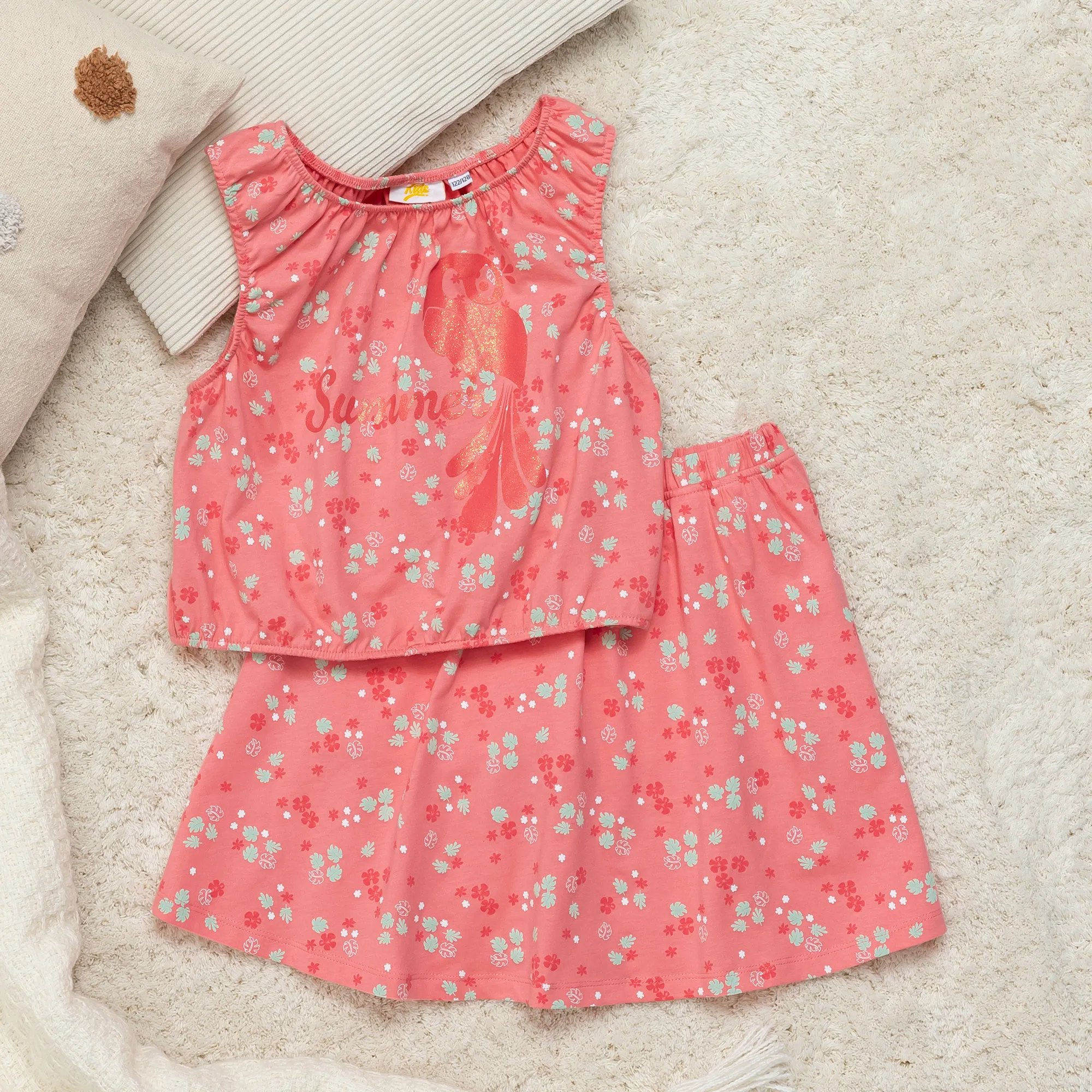Mädchen-Set mit Blümchen-Muster, 2-teilig