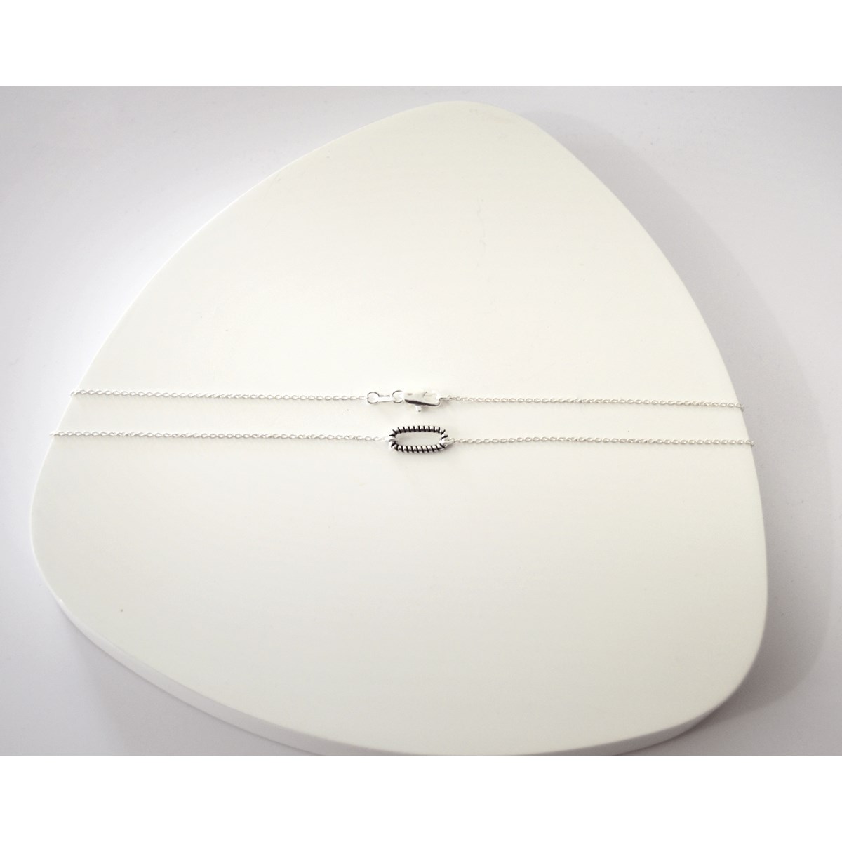 Collier délicat minimaliste connecteur rectangle  argent 925