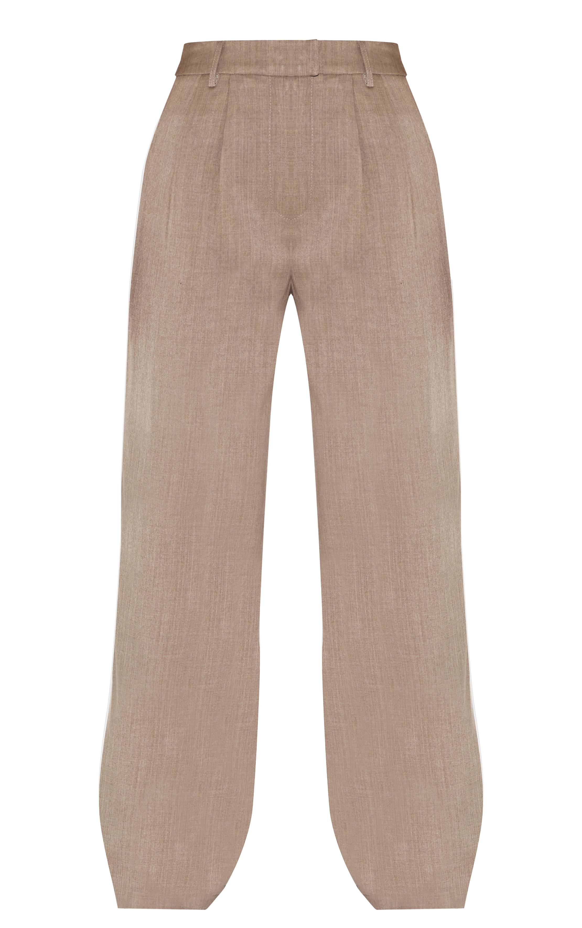 Taupe Pantalon Tailleur Large Petite Taille