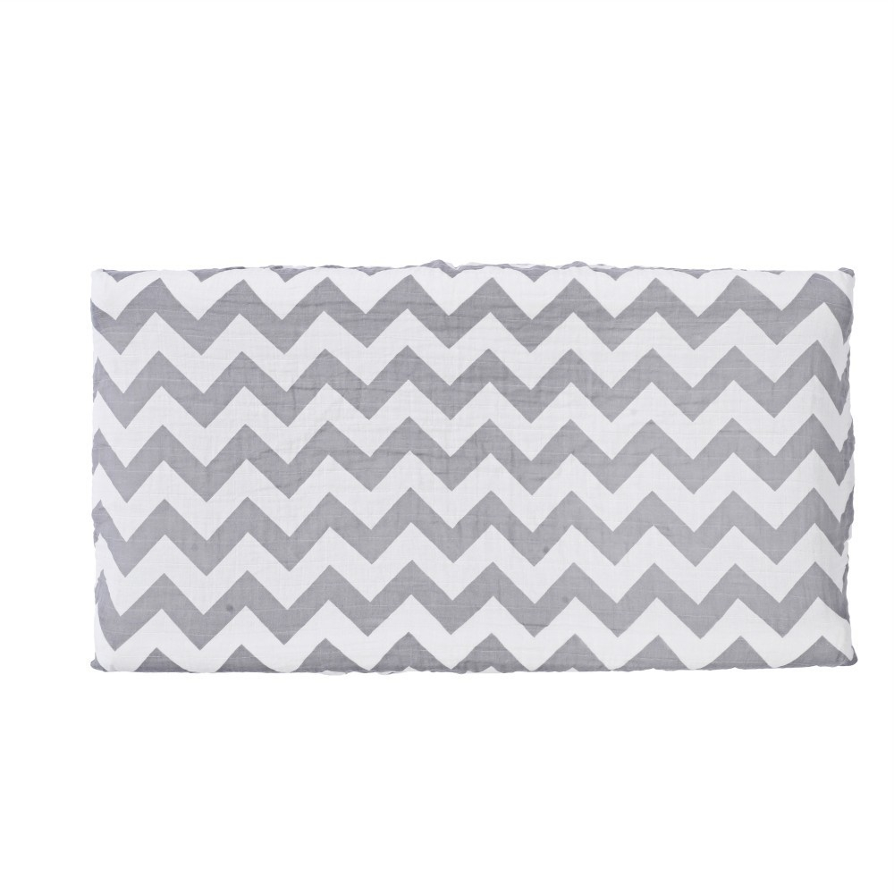 (80x40cm) Baumwoll Baby Wickelkissen Überzug Wickelauflage Spannbezug - Grau / Weiss