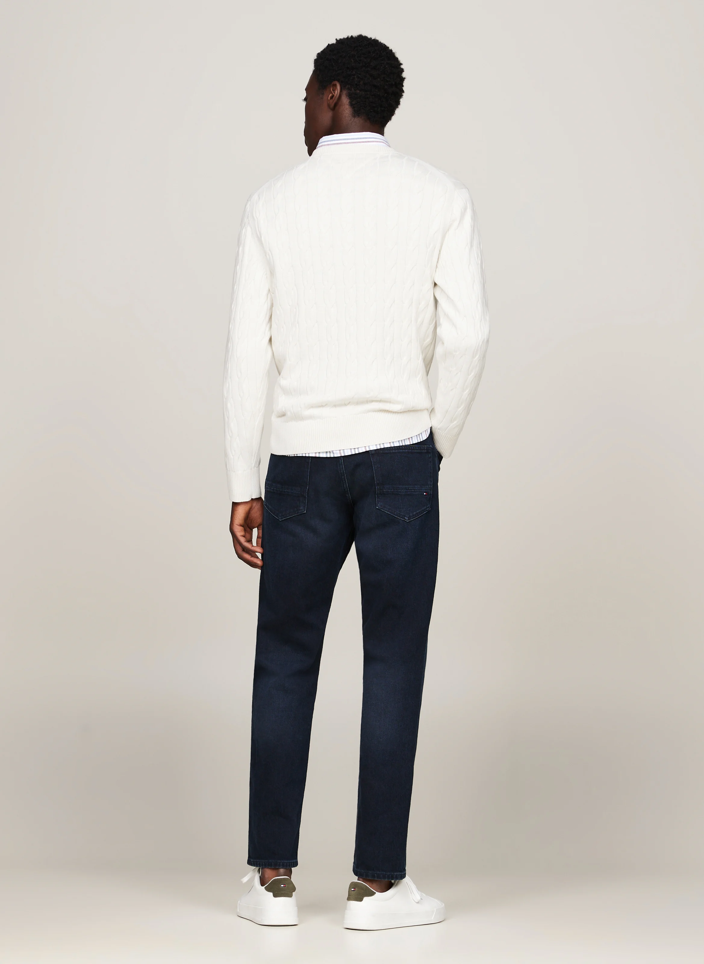 Pull col rond droit en coton bio | Blanc