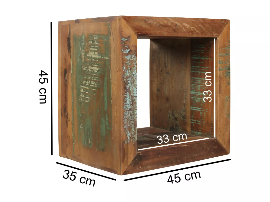 Étagère Debout Bois Massif 45x45x35cm Étagère Cube Table d'appoint Carré