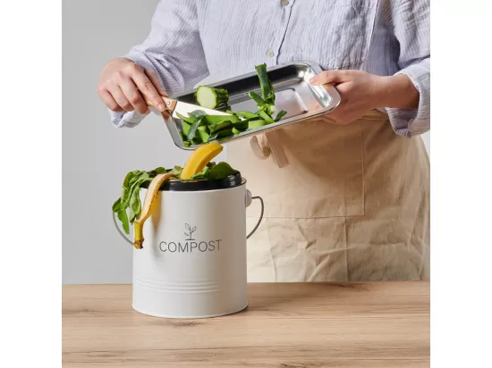 Seau compost rond blanc 4,5L