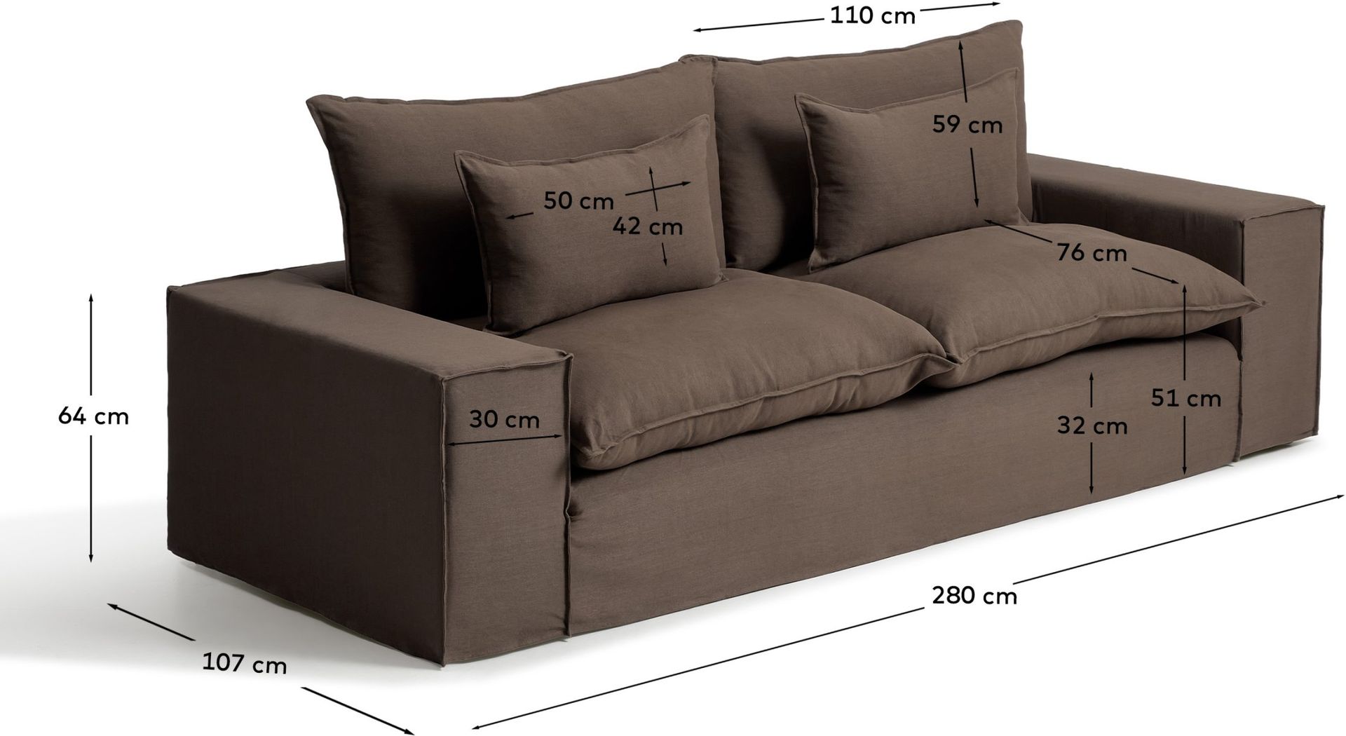 Kave Home Anarela Taupe 3-Zitsbank