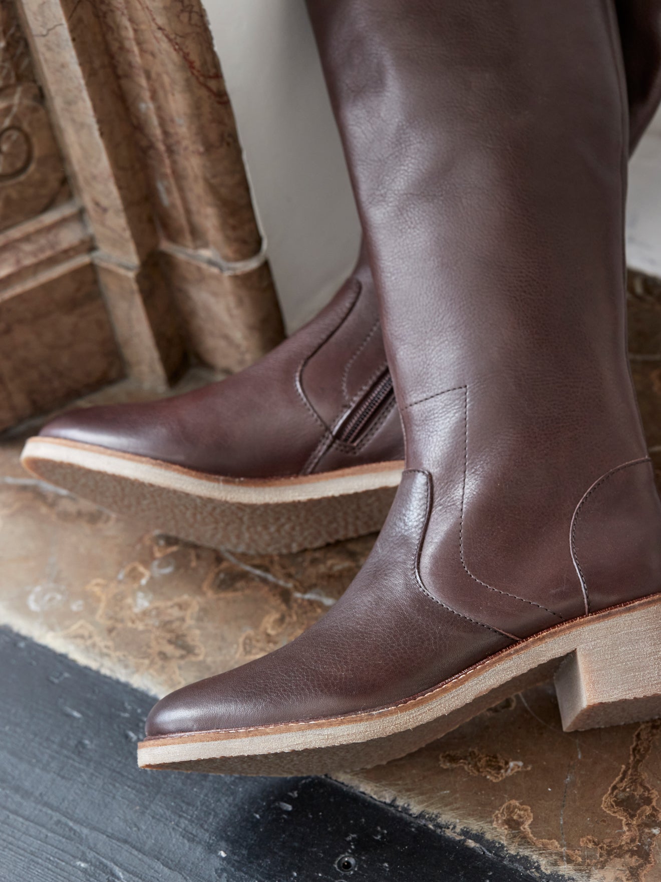 Bottes cuir à talon femme