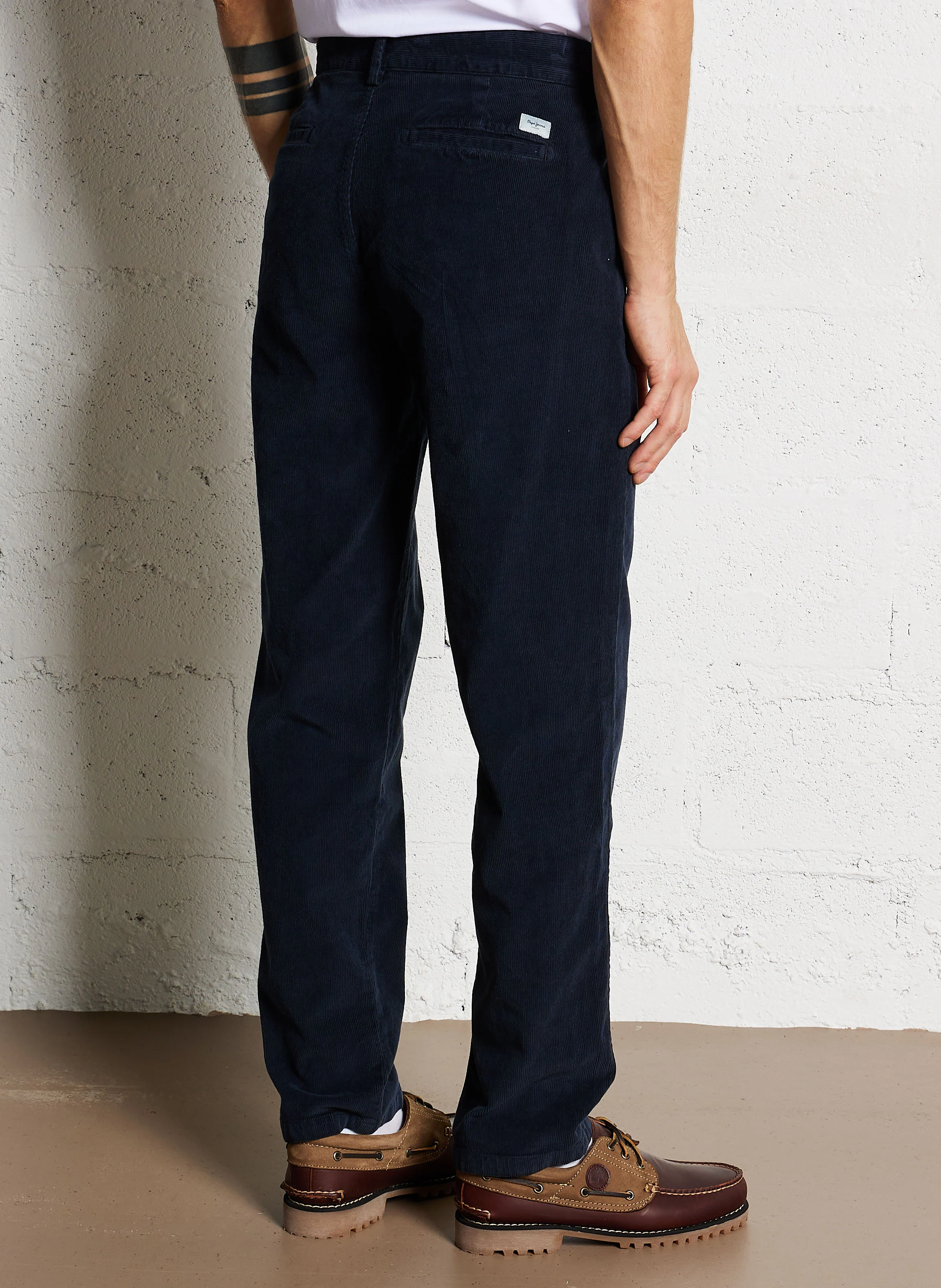 Pantalon slim en coton mélangé | Bleu