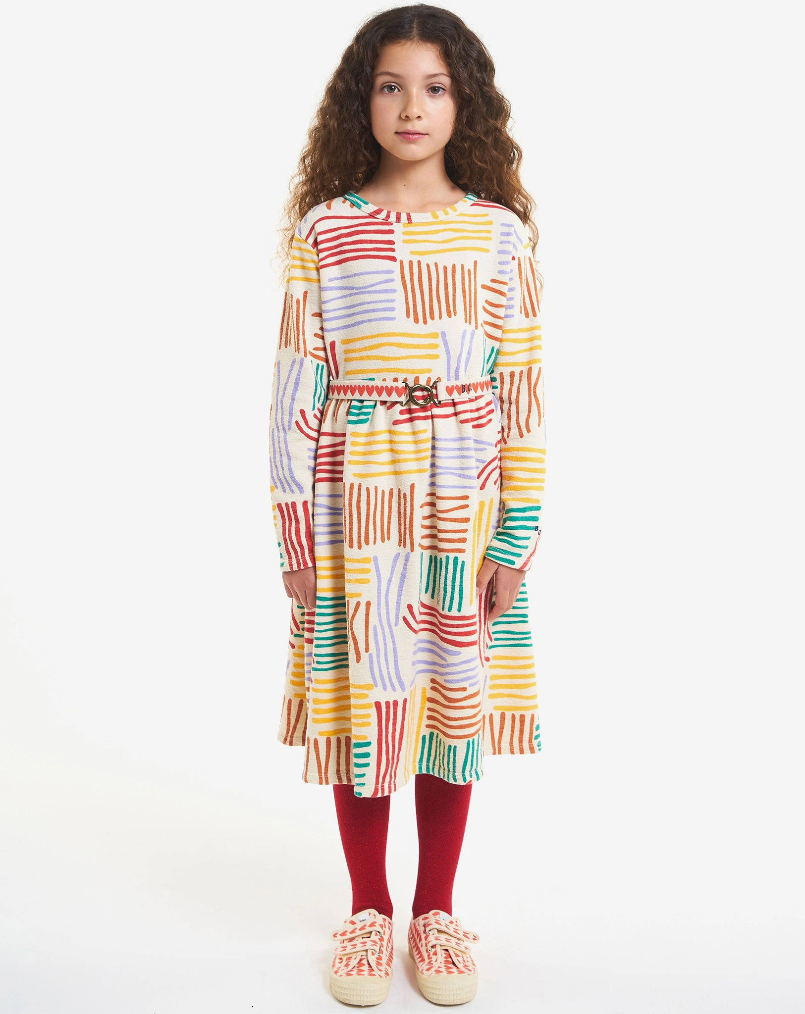 Langarm-Kleid CRAZY LINES AOP in multicolor