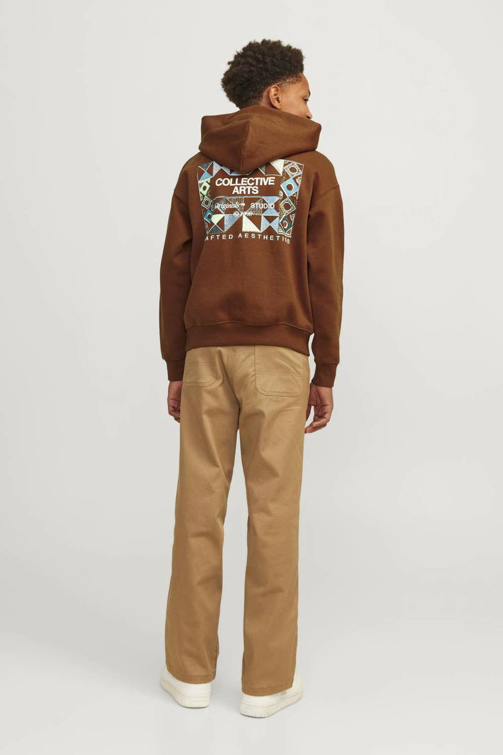 JACK & JONES sweater JORNOHO met backprint donkerbruin