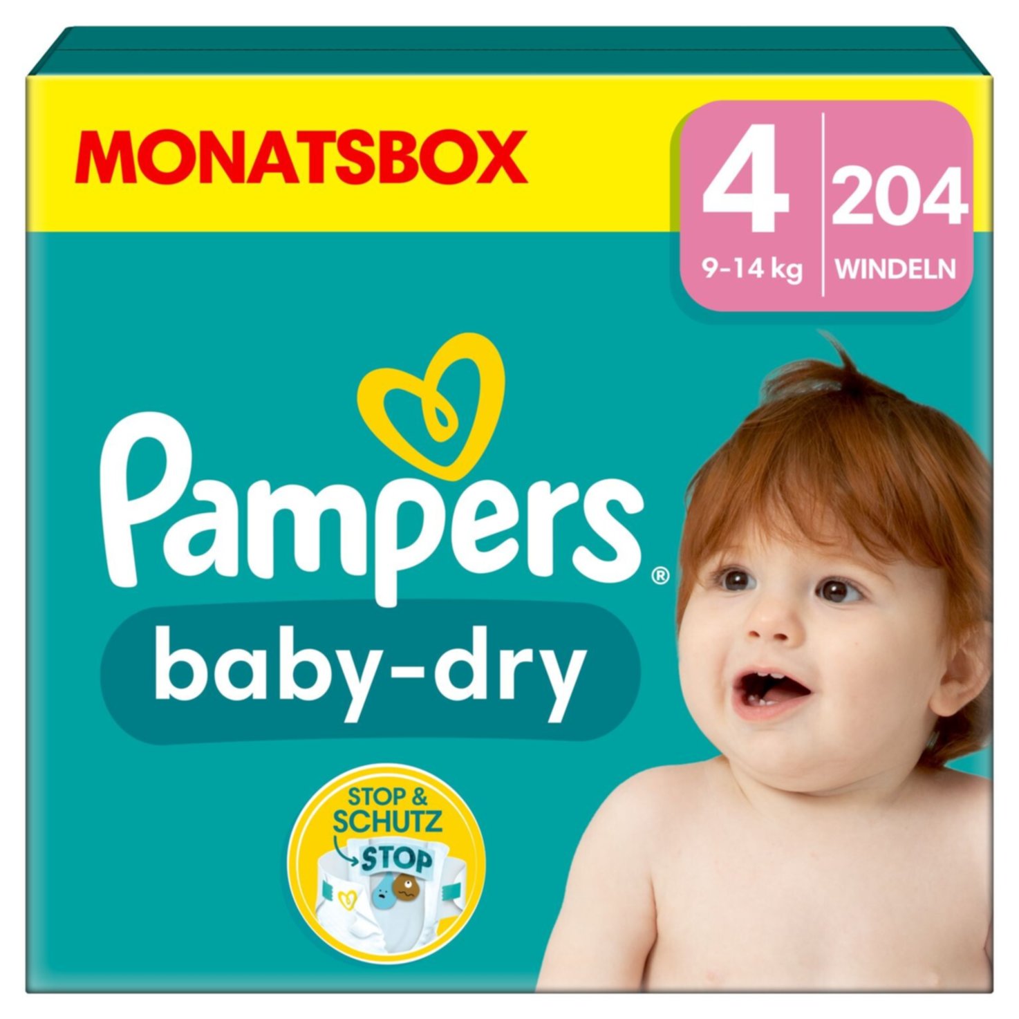 Pampers Baby-dry Grösse 4, 9-14kg, 204 Stück