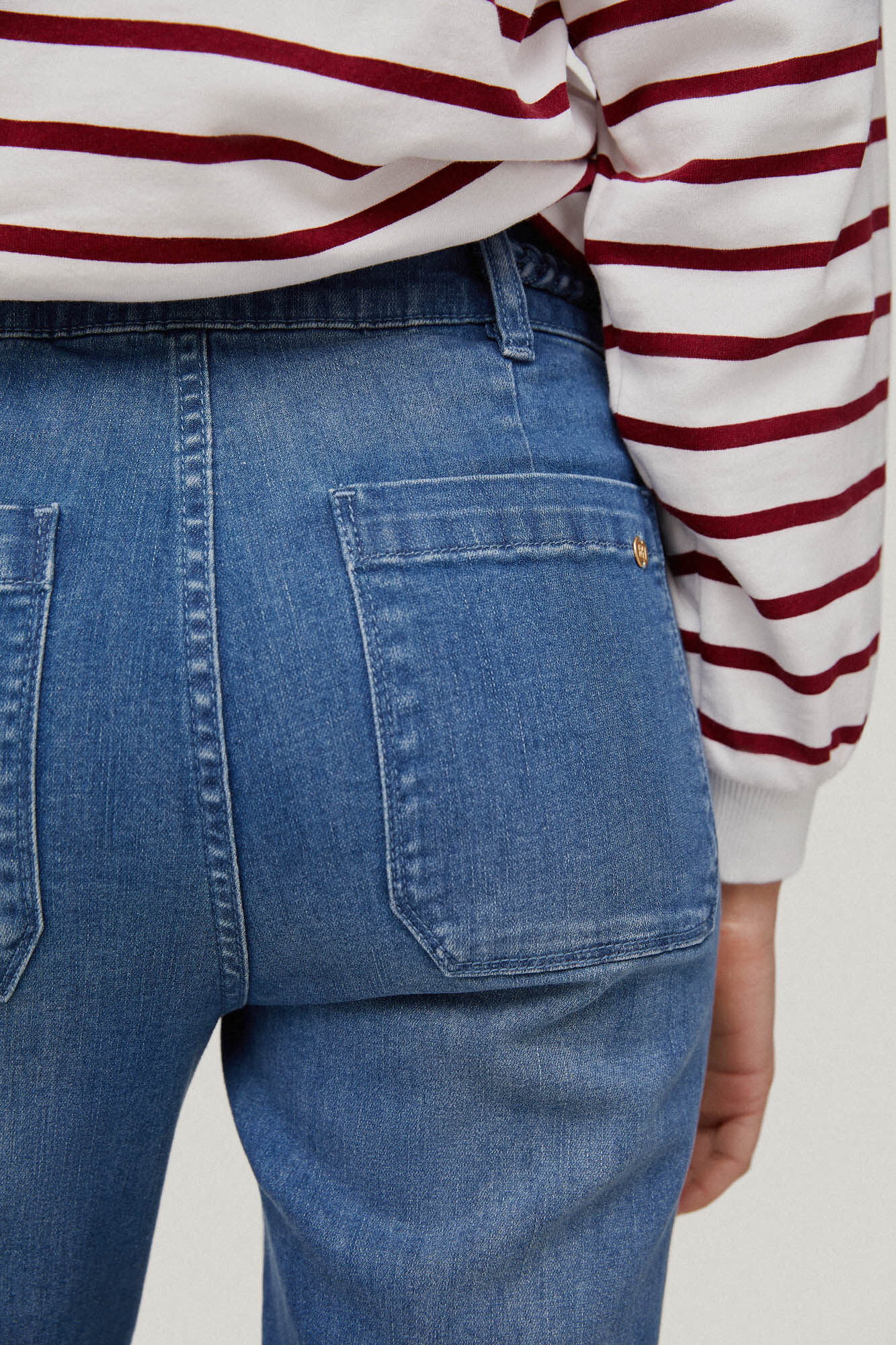 Calça jeans flare trançada - Azul