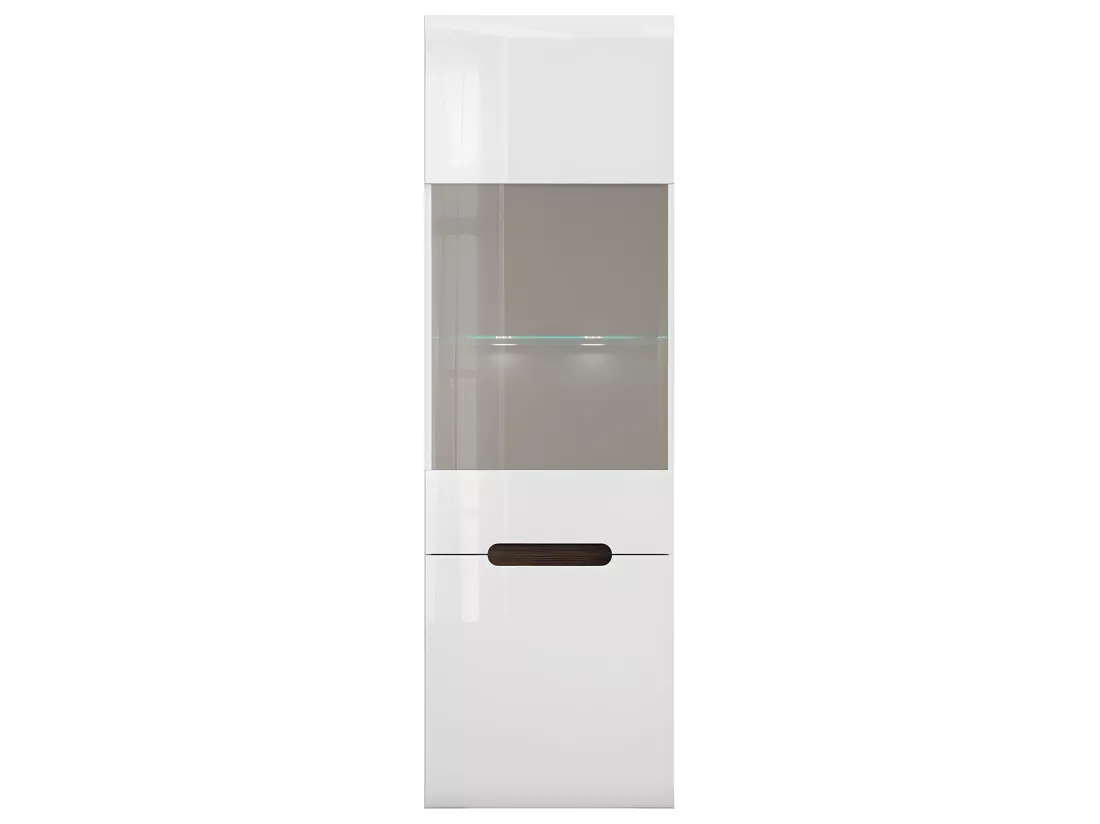 Vitrine 2 portes avec LED Darrel Blanc laqué et Bois