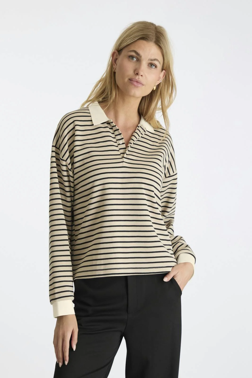 Neo Noir Sara Stripe Polo Blouse