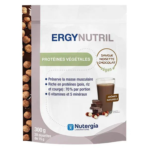 Nutergia Ergynutril Proteína Vegetal Vegana Sabor Avelã e Chocolate 300g