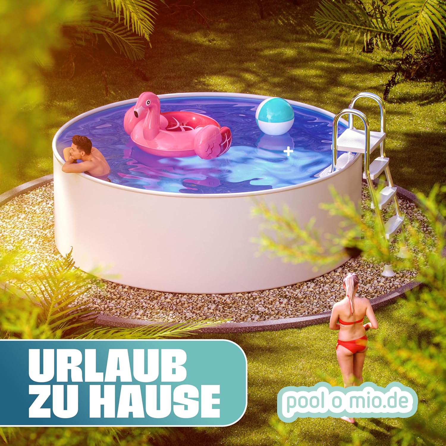 poolomio® Stahlwandpool rund 360 x 120 cm Weiß | Robuster Gartenpool als Aufstellbecken oder Einbaupool | Aufstellpool Komplettset mit Innenfolie 0,5 mm, Skimmer & Einlaufdüse