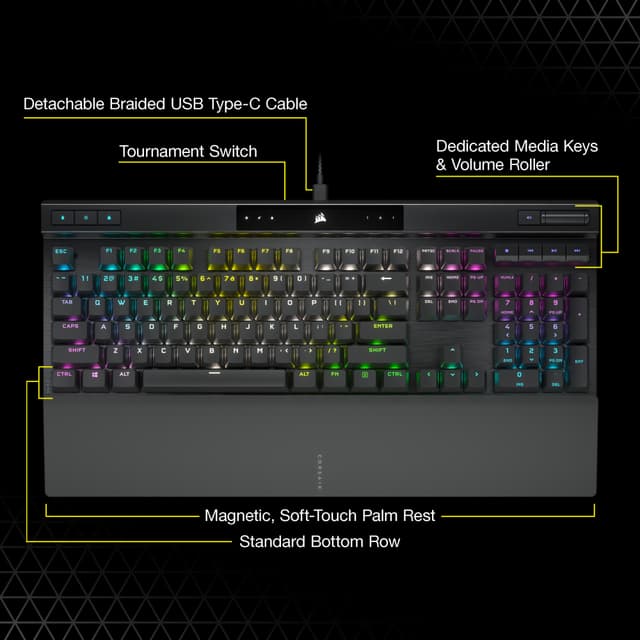 Corsair K70 PRO RGB mekanisk gamingtastatur (sort)
