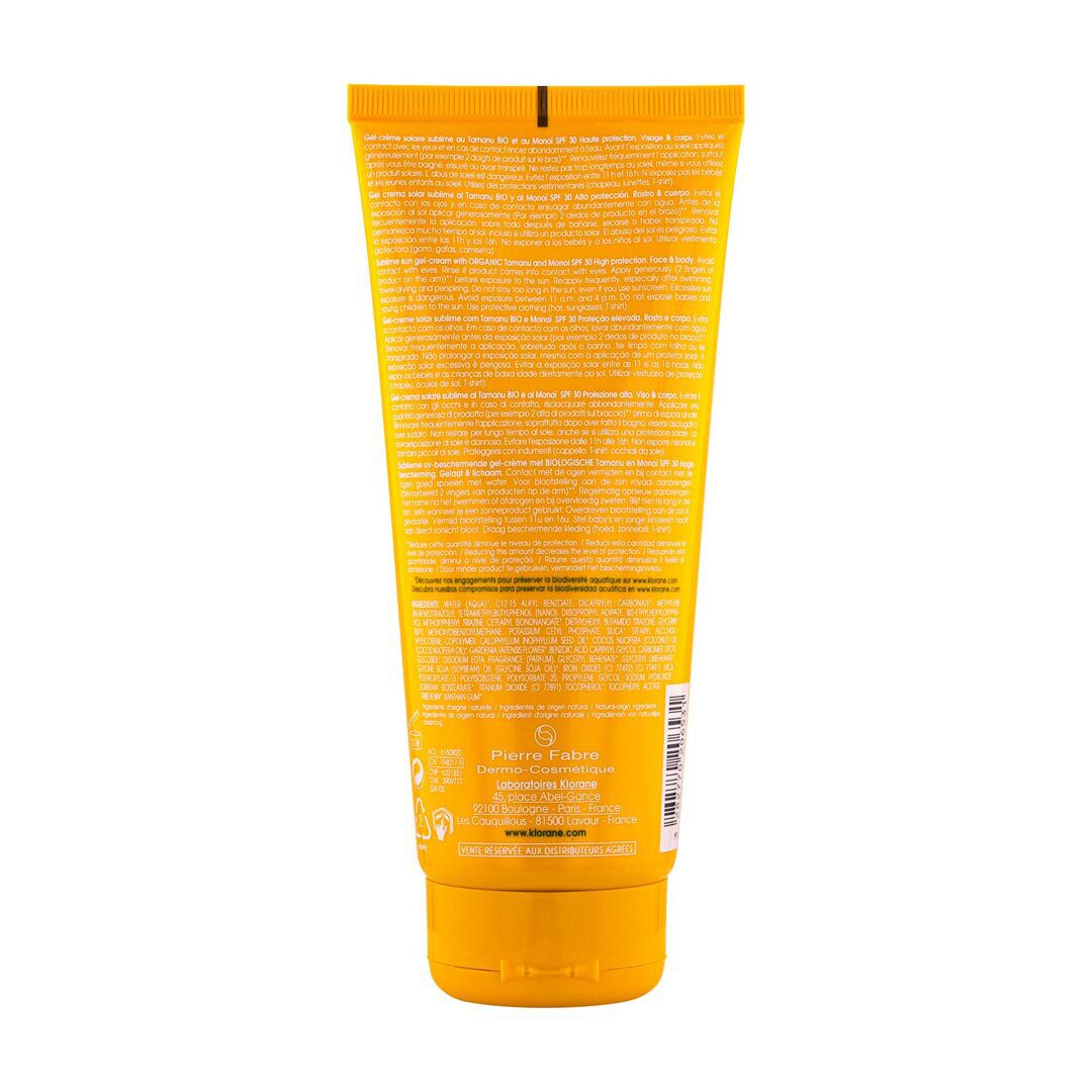 KLORANE  Protetor Solar Gel-Creme Sublimador FPS30 - 200ml