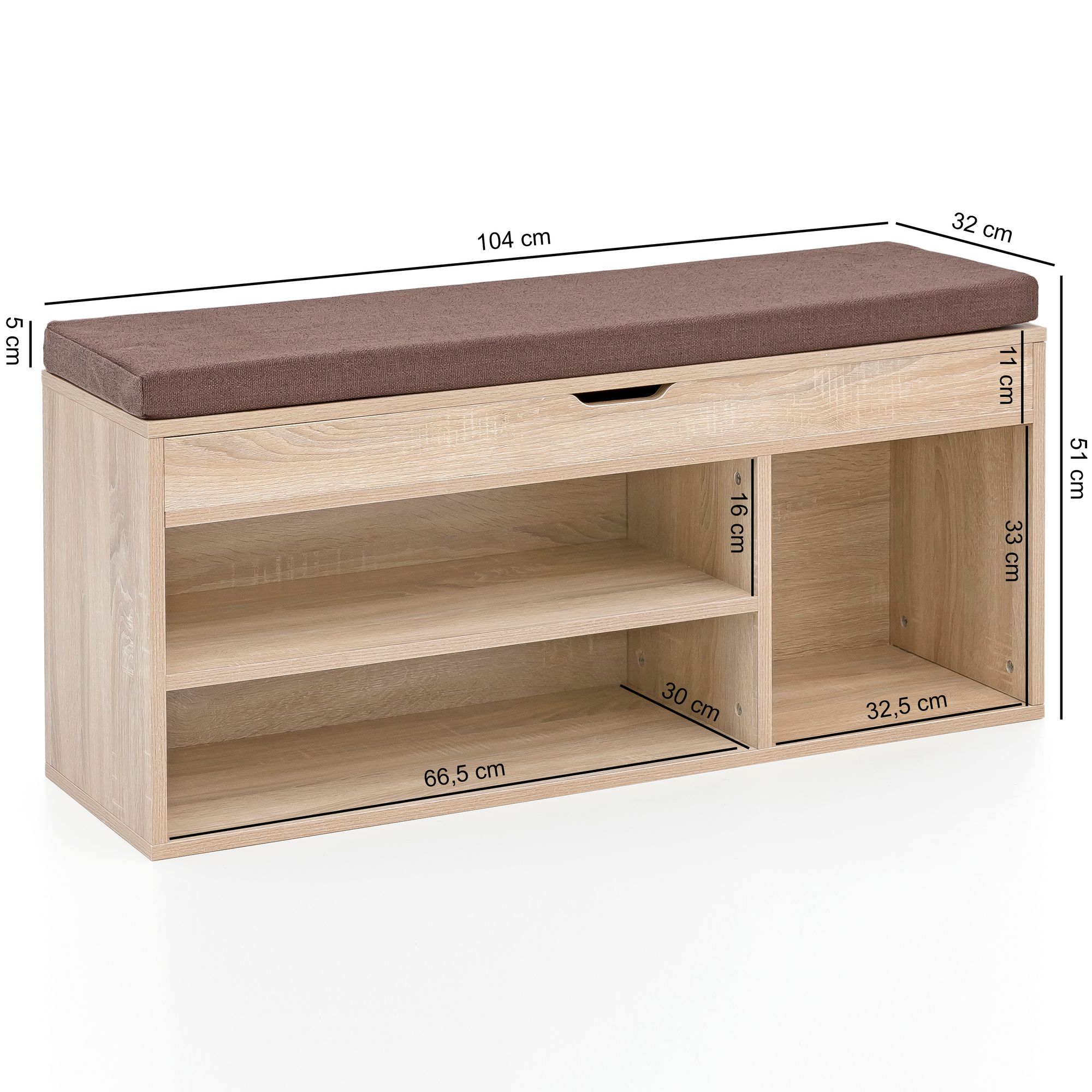 KADIMA DESIGN Garderobenbank mit Stauraum: Sitzkomfort, Funktionalität, Braun Stoffbezug, Viel Stauraum, Melaminharzbeschichtung