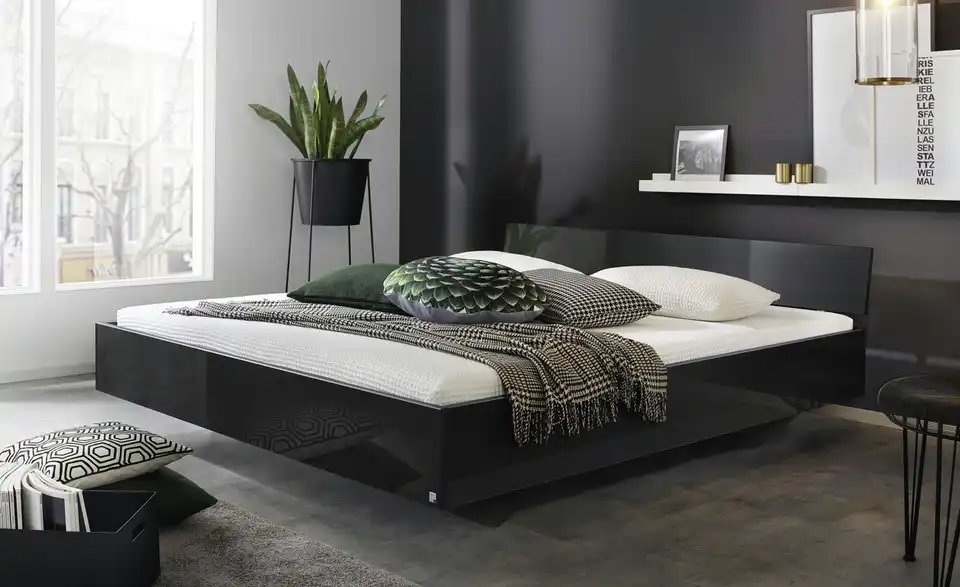 Futonbett Phoenix Grau, Hochglanz 180 cm
