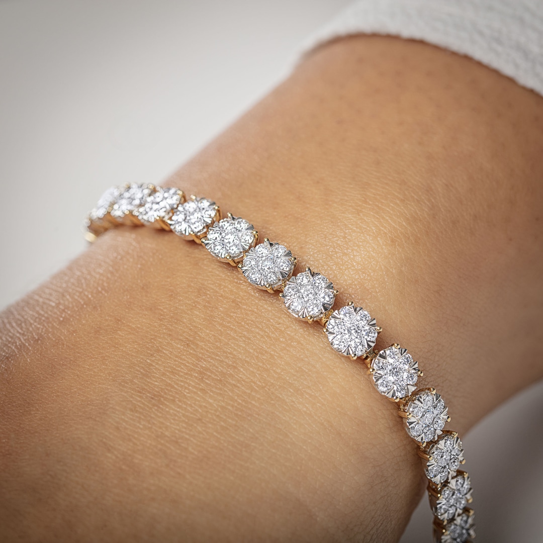 6.00 Karat Diamanten Tennisarmband 750/18 K Gelbgold