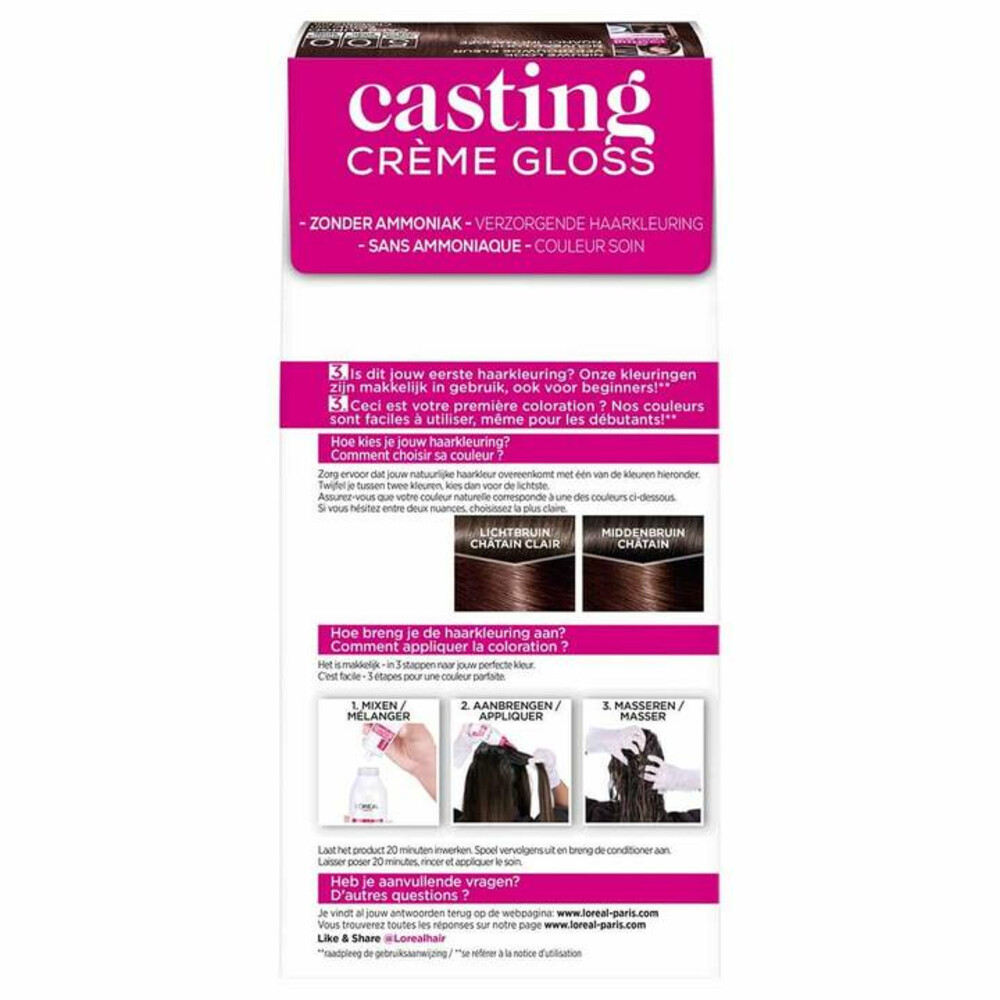 L'Oréal Casting Crème Gloss Semi-Permanente Haarkleuring 500 Café Lungo - Lichtbruin