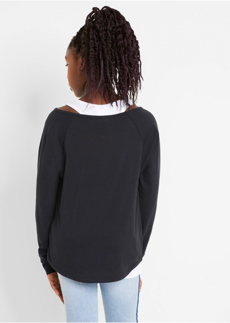 T-shirt fille avec top (Ens. 2 pces.) en coton