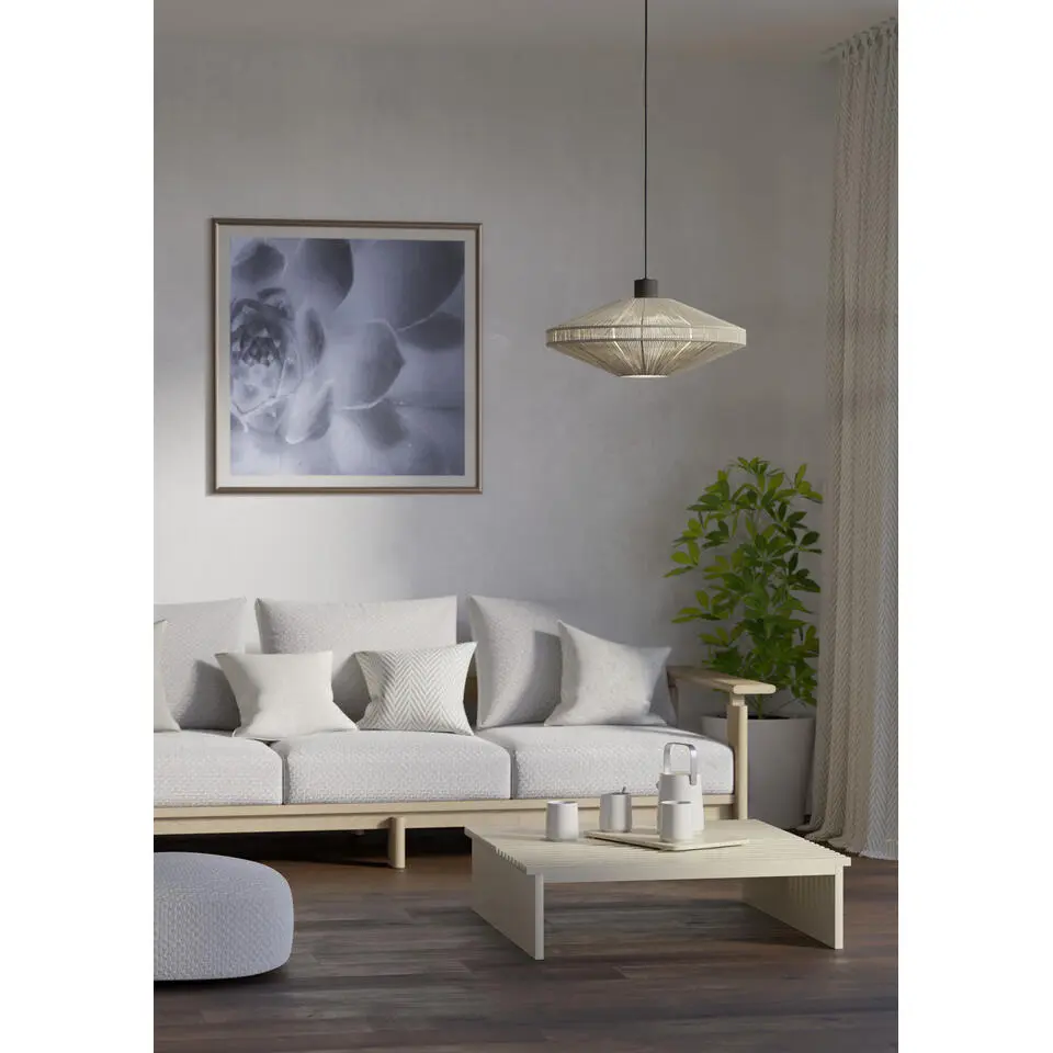 EGLO Midsumer Hanglamp - E27 - Ø 38 cm - Zwart/Crème - Textiel