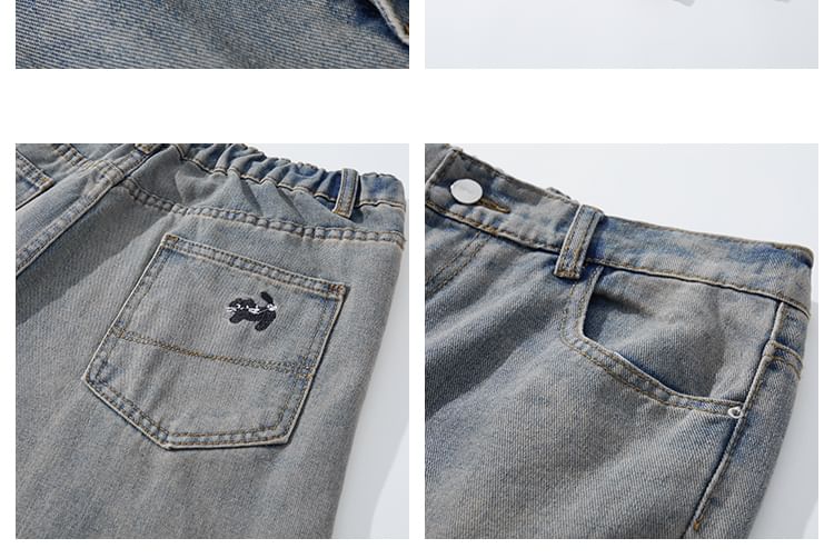 Mimiyox - High Waist Geborduurde Wijde Jeans