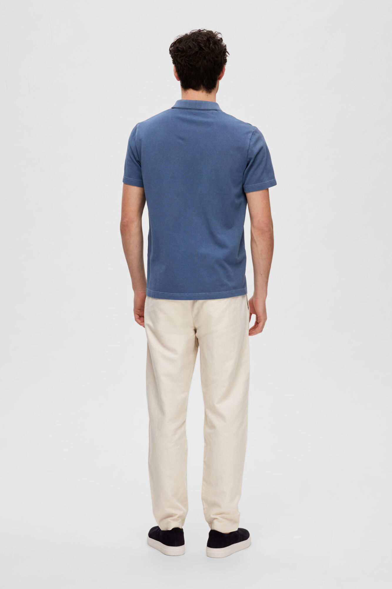 Camisa polo de manga curta, 100% algodão orgânico. - Azul