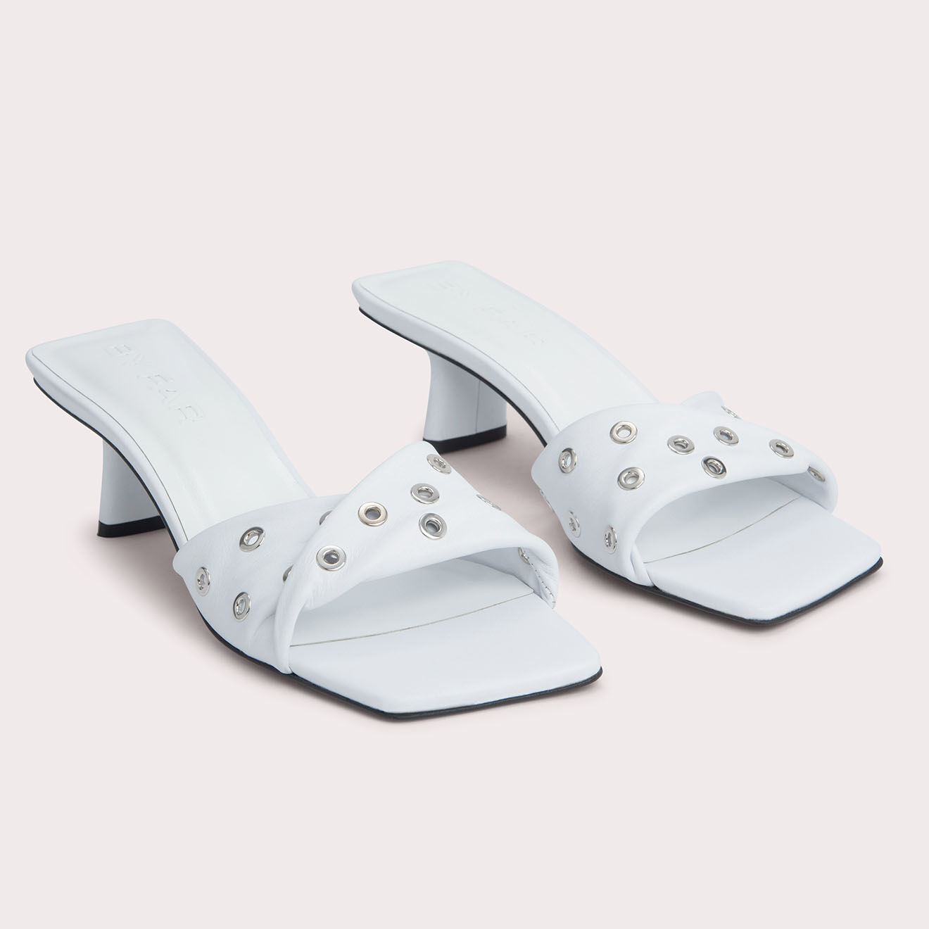 By Far Mules en Cuir Rocco blanches - Talon 5 cm