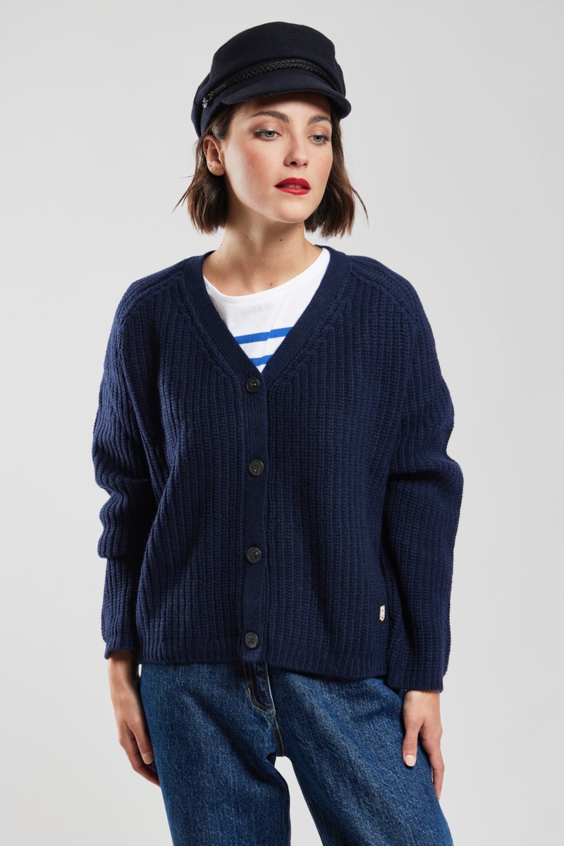 Gilet côte perlée - laine