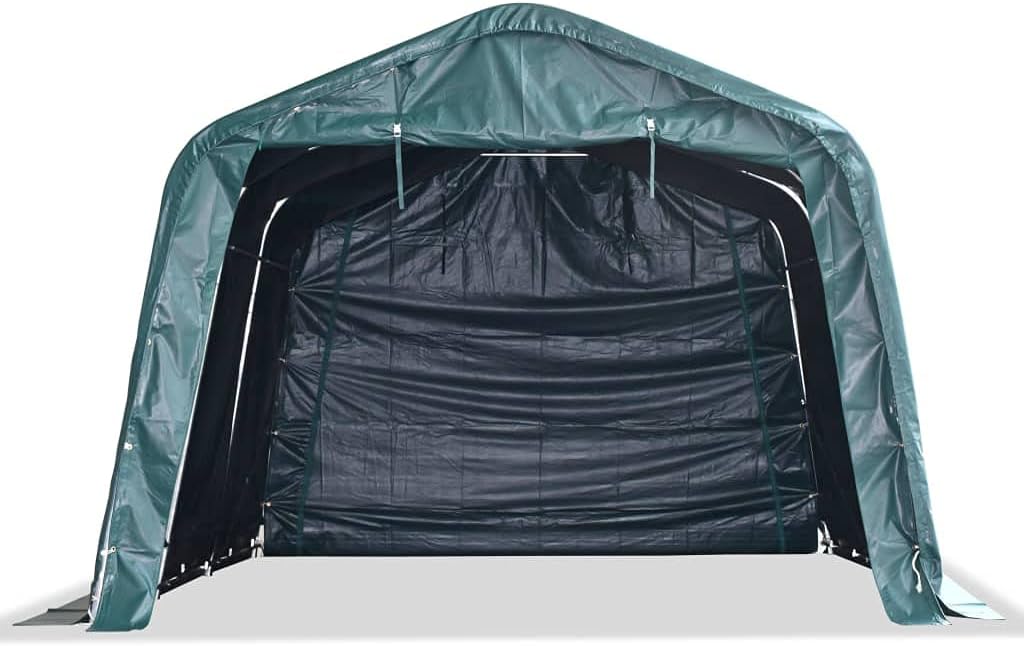 Weidezelt Weideunterstand Offenstall Weidehütte Pferde Schafe Kühe Unterstand Stall Shelter PVC 550 g/m² 3,3×3,2 m Dunkelgrün
