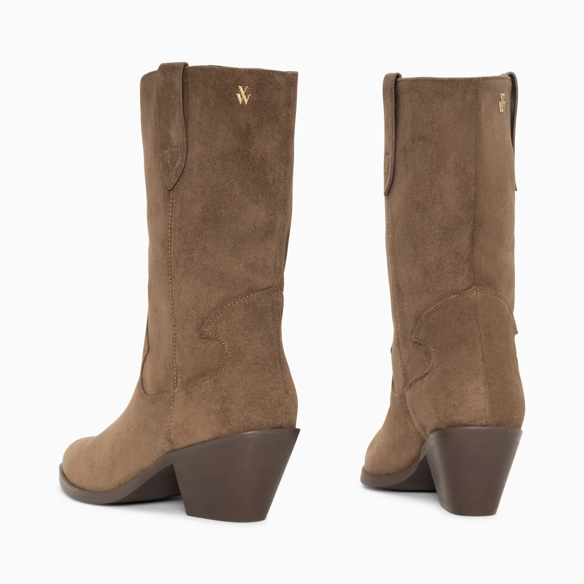 Bottines-Bottines santiags Beverly taupe mi-mollet