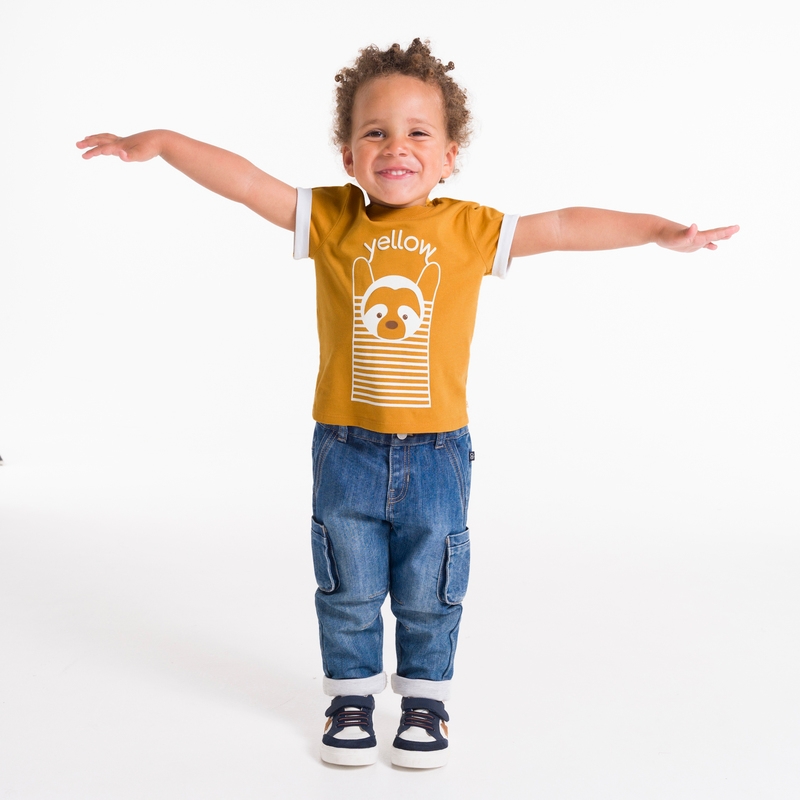 T-shirt ludique couleur jaune bébé garçon