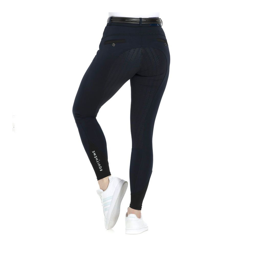 Equitheme SAFIR - Pantalon fond de peau siliconé Femme marine/noir