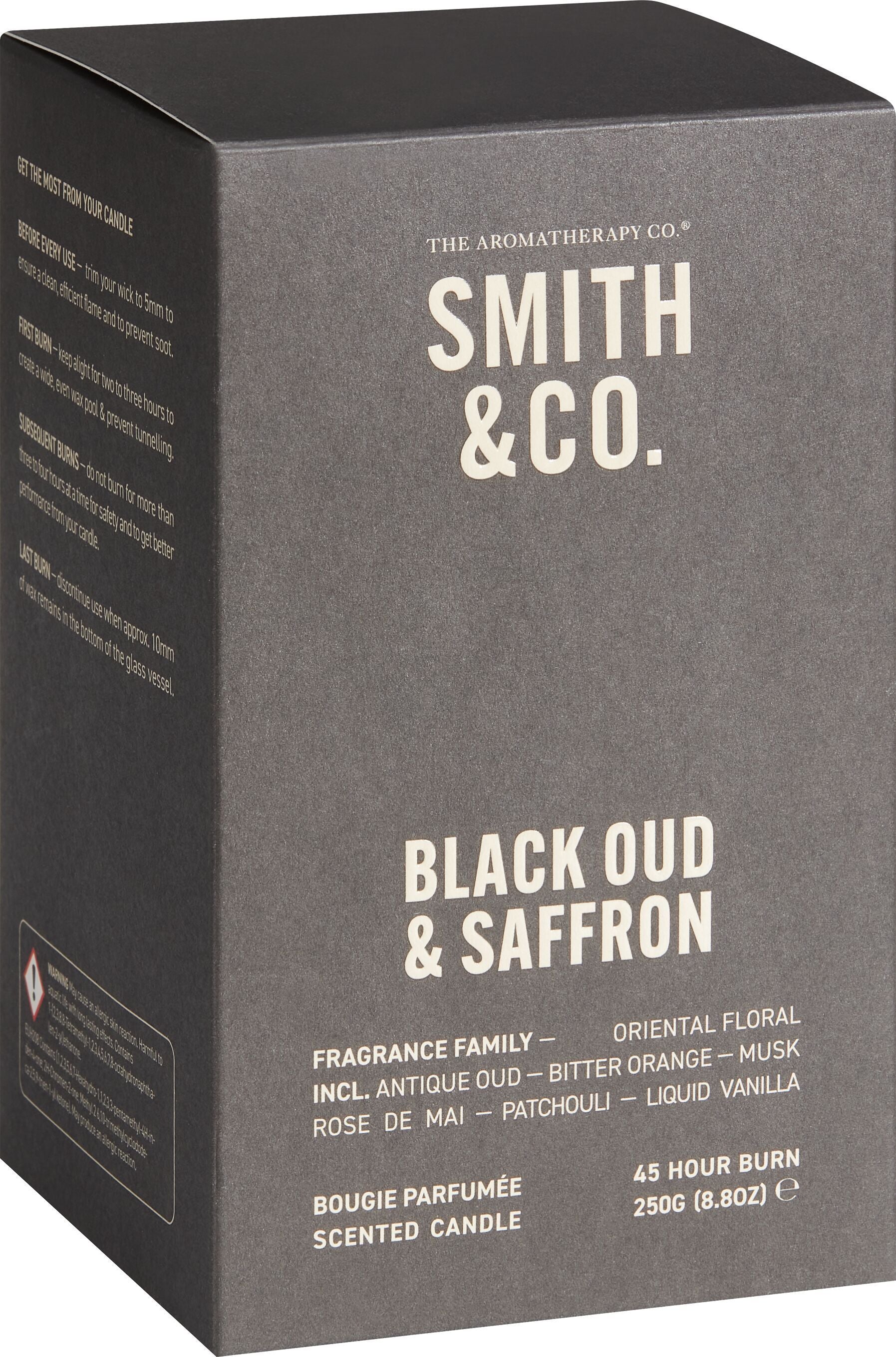 SMITH & CO Kerze Black Oud & Saffron - bordeaux
