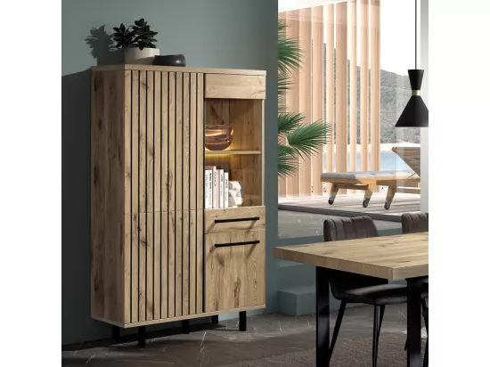Argentier 4 portes avec LEDS Chêne/Métal - GAND