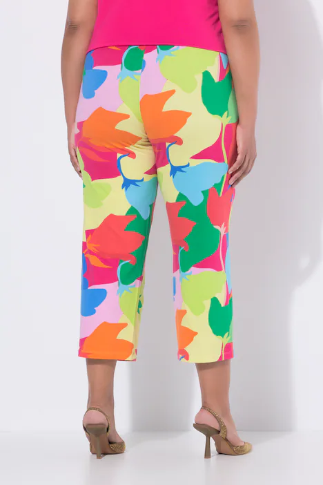 7/8-Jerseyhose, gemustert, weites Bein, Elastikbund, pink