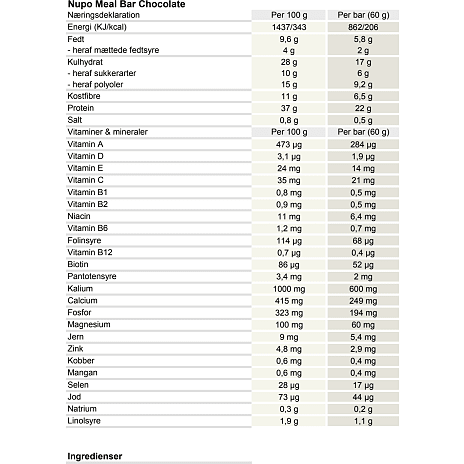 Måltidserstatningsbar m. chokoladesmag