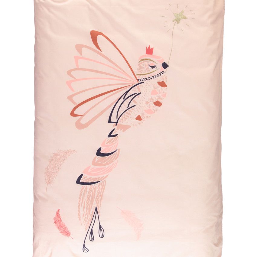 Parure de lit avec housse de couette et taie d'oreiller Magic bird - Rose