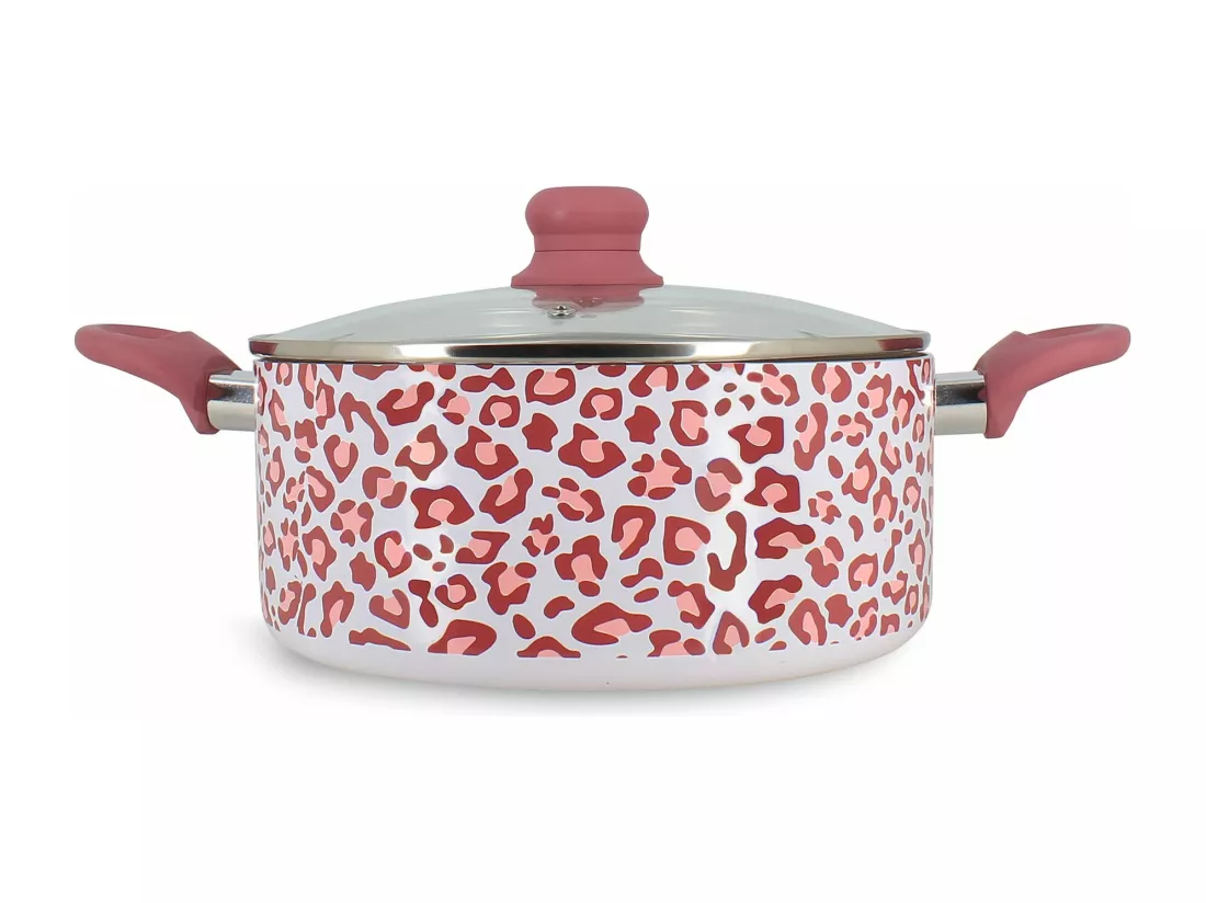 Menastyl - Faitout Leopard 24cm En Aluminium Recycle Rose