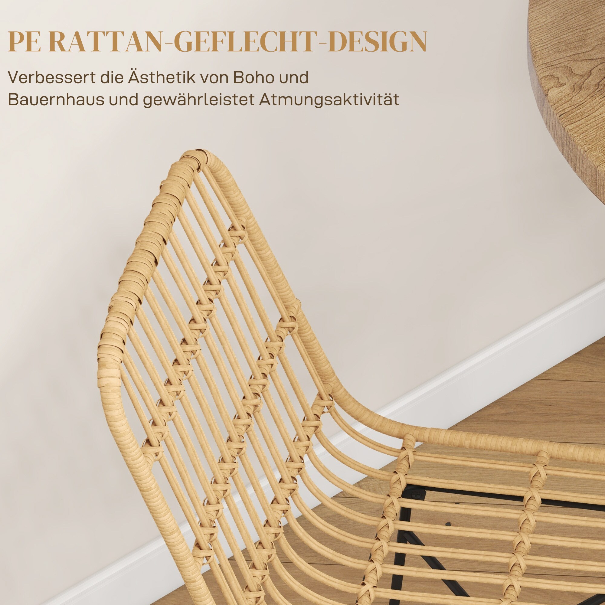 HOMCOM Barhocker mit offenem Sitzgeflecht gelb 45L x 53,5B x 105H cm