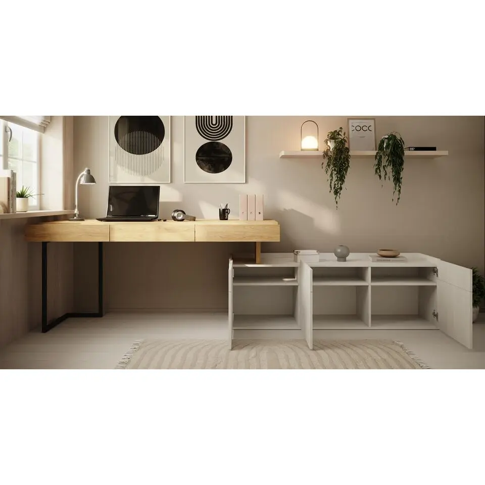 Meubella - Bureau Floren - Eiken - 3 lades